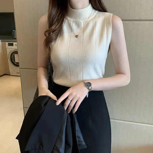 Modern Chic Sleeveless Mock Neck Top