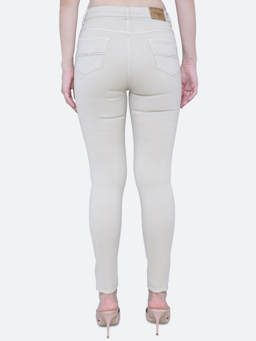 Women's Cotton  High Rise Denim Jeans(Size34)(Colorbeige)